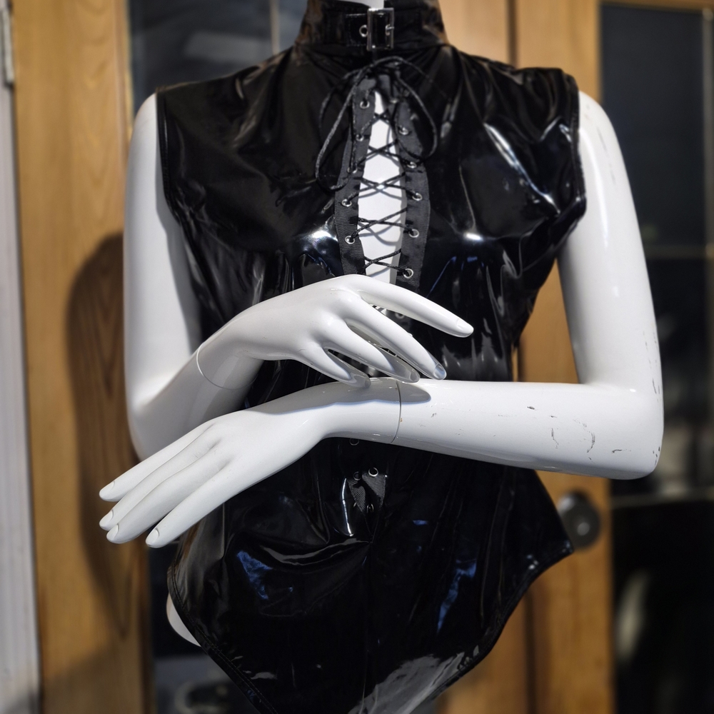 Black Lace-Up Vinyl Top